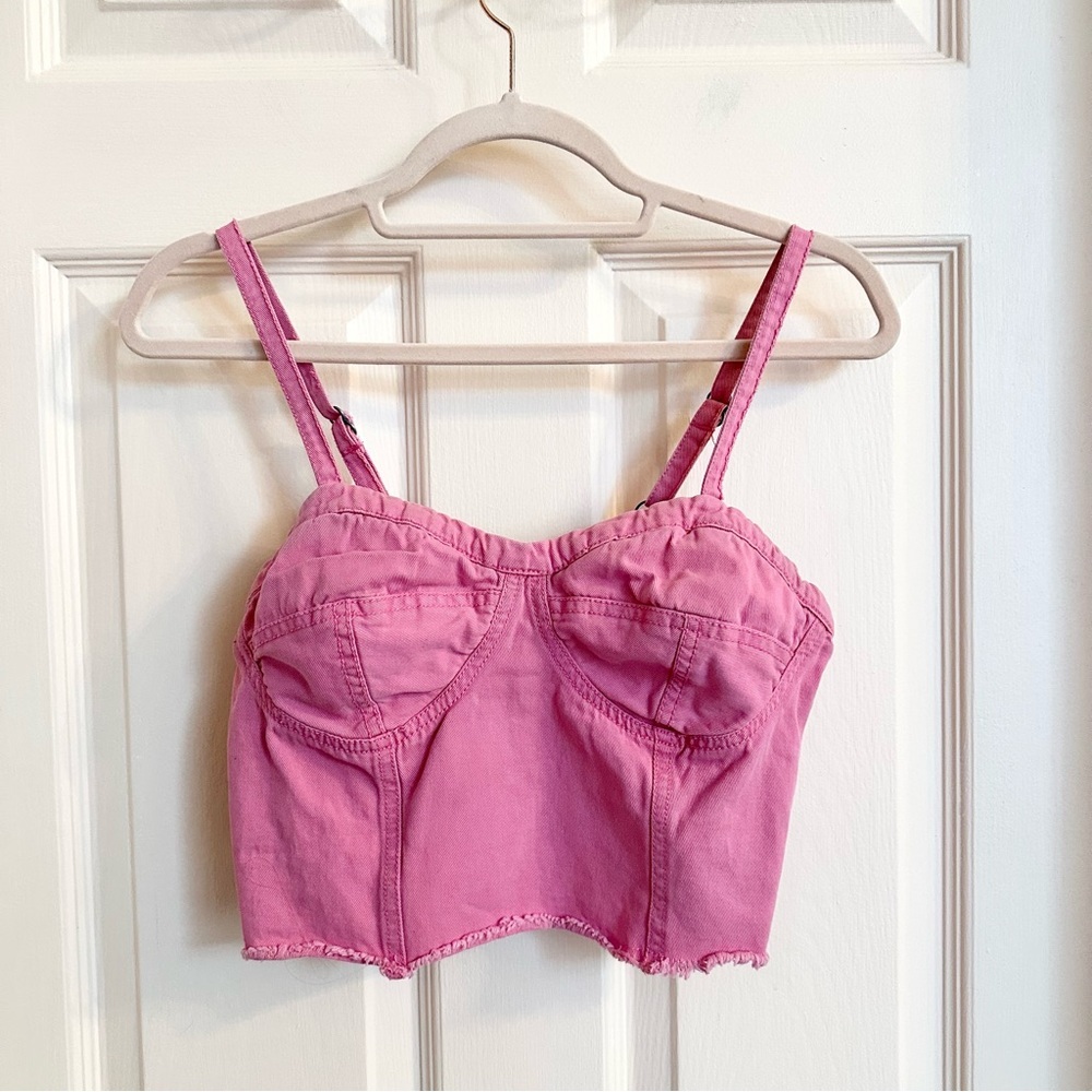 $5 SALE Pink denim Japna crop top